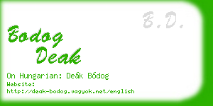 bodog deak business card